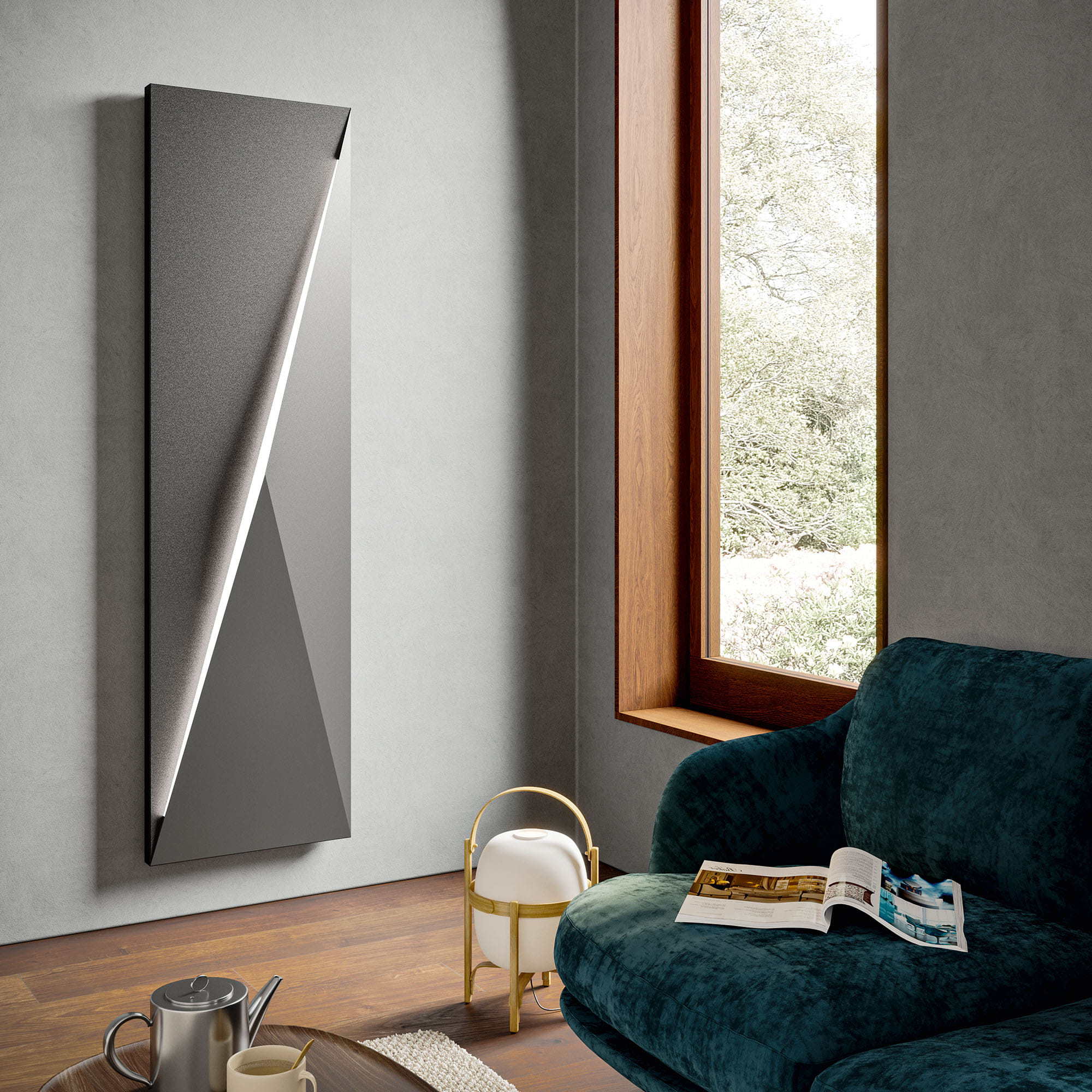 Polygon, Vertical, Hight 1800 mm, Lenght 500 mm, Electric with WiFi electronic control, Satin Black
